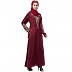 A-line abaya with Resham embroidery work- Maroon